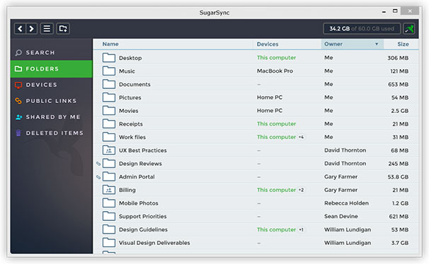 SugarSync user interface is very simple.