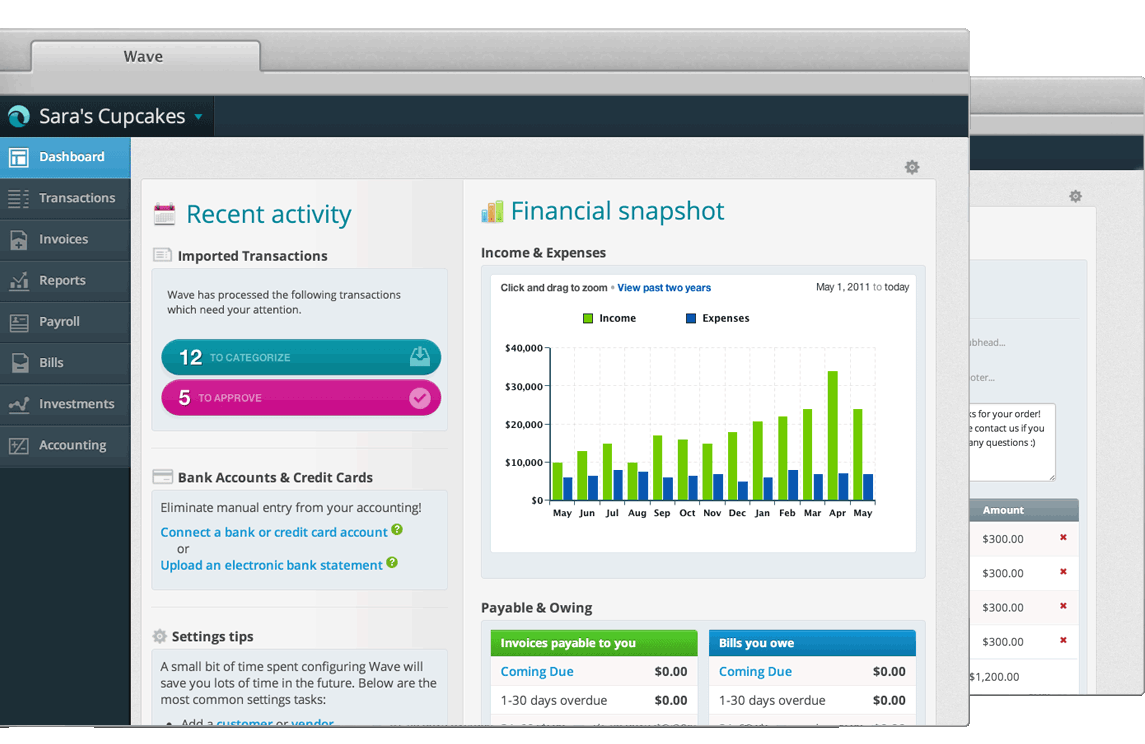 Very simple yet complete, Wave is the perfect online accounting tool for a small business.