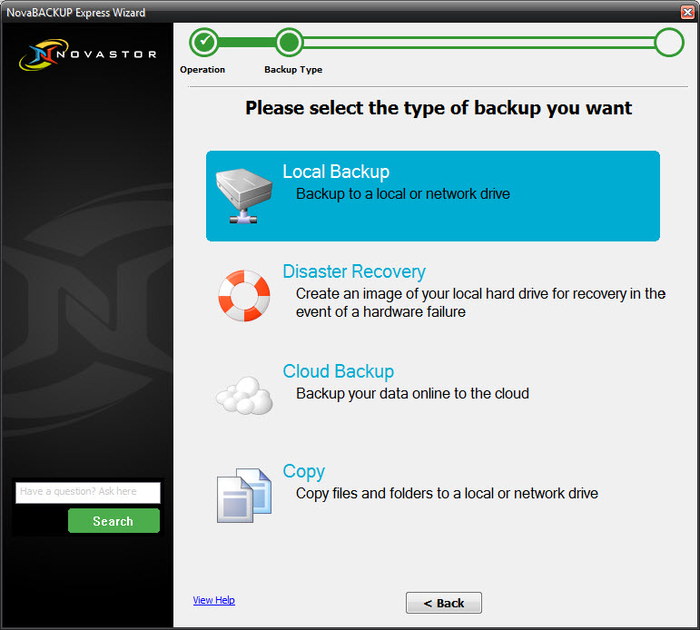 NovaBackup PC 17 backup