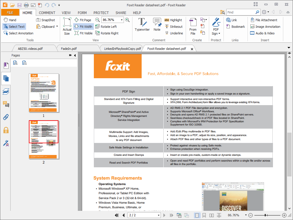 So sánh Foxit Reader với các sản phẩm PDF khác