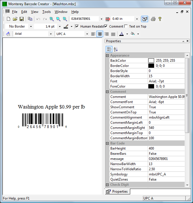 As you can see, Monterey Barcode Creator has plenty of options for your barcodes.