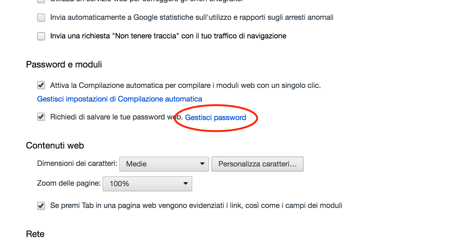 Password salvate su Chrome