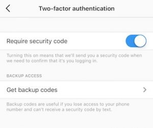 instagram two factor authentication