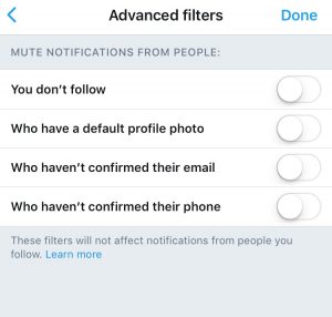 filtri twitter
