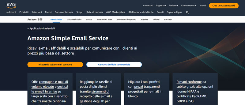 Amazon SES server SMTP per recapitare le email con WordPress